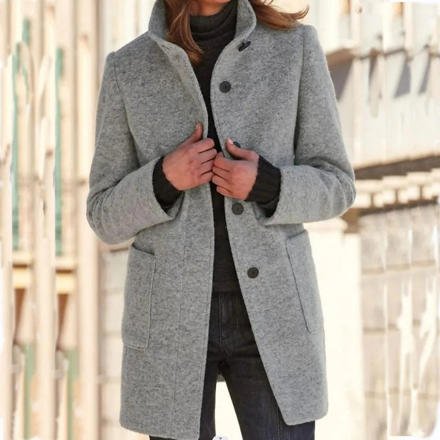 High-Collar Coat for Women – Elegant and Stylish Autumn & Winter Jacket