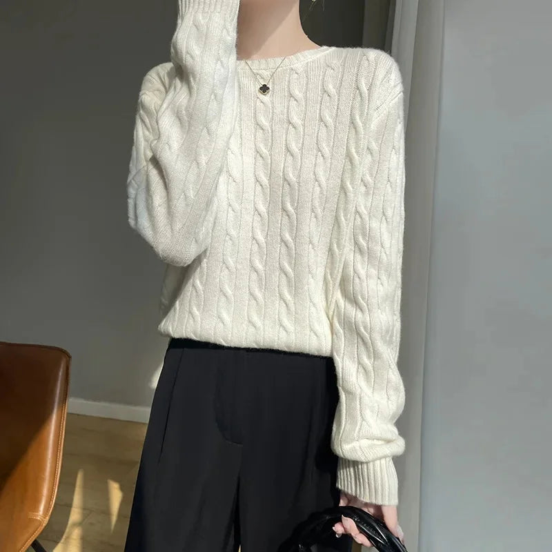 Stay Cozy and Stylish This Season with the Thick Twist Flower Knit Sweater!