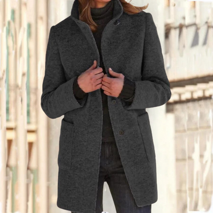 High-Collar Coat for Women – Elegant and Stylish Autumn & Winter Jacket