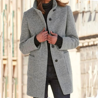High-Collar Coat for Women – Elegant and Stylish Autumn & Winter Jacket