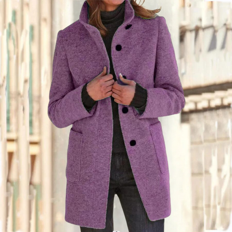 High-Collar Coat for Women – Elegant and Stylish Autumn & Winter Jacket