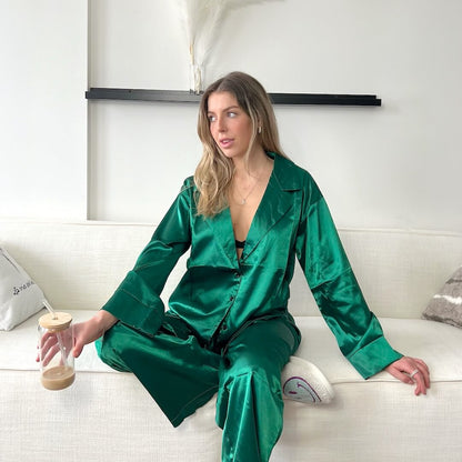 Luxury Satin Pajama Set for Women – Silky Chic Sleepwear & Lounge Set