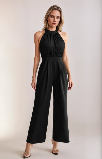 Women’s Black Jumpsuit with Belt – Elegant One-Piece