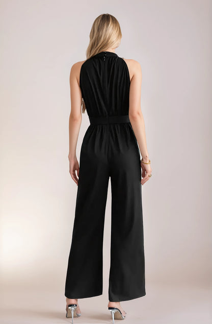 Women’s Black Jumpsuit with Belt – Elegant One-Piece