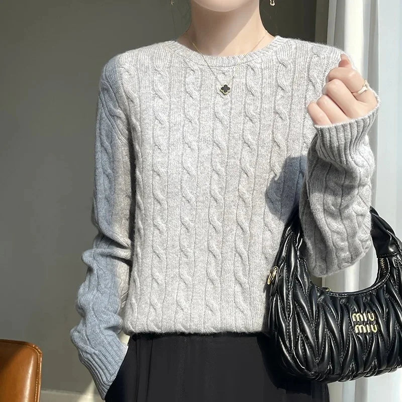 Stay Cozy and Stylish This Season with the Thick Twist Flower Knit Sweater!