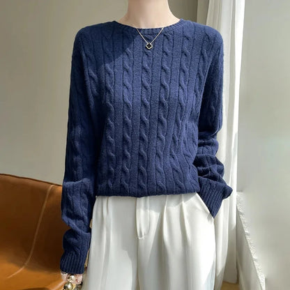 Stay Cozy and Stylish This Season with the Thick Twist Flower Knit Sweater!