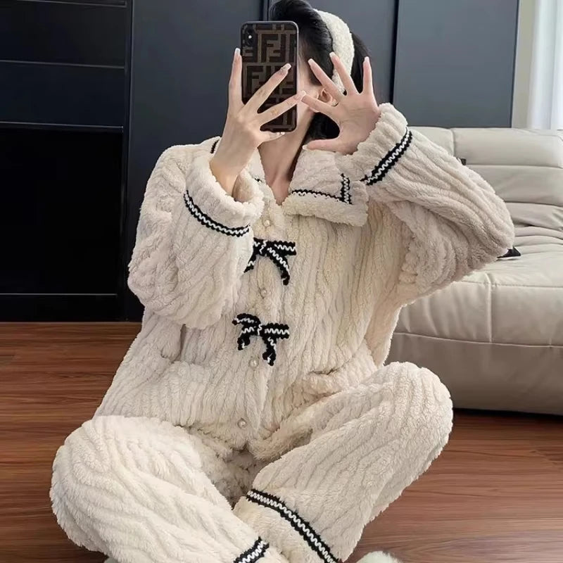 Padded Winter Pajama Set for Women – Warm Two-Piece Autumn & Winter Homewear