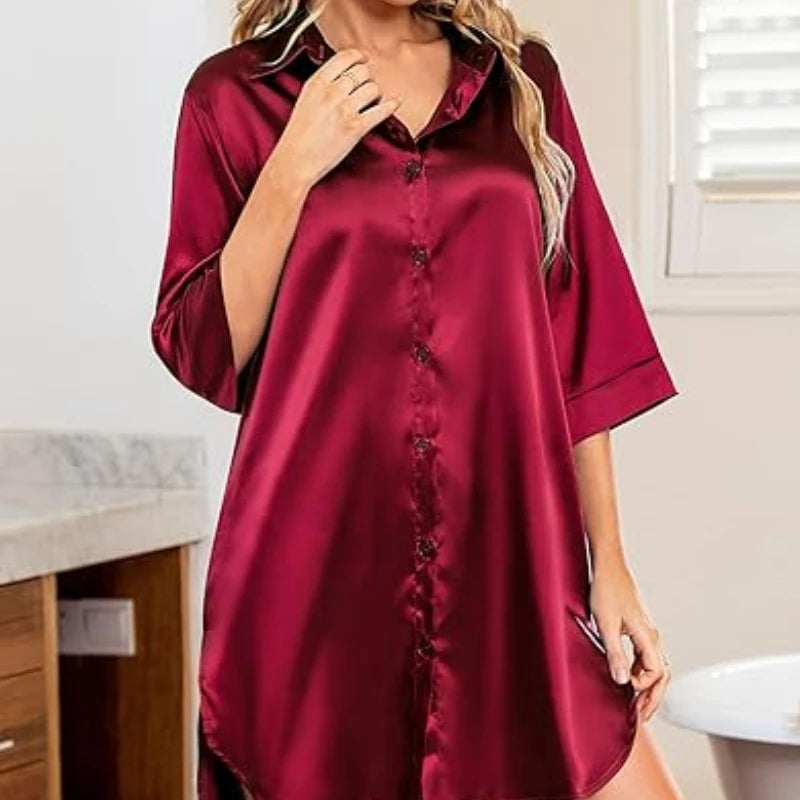 Luxury Satin Pajama Set for Women – Silky Chic Sleepwear & Nightgown