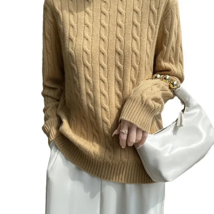 Stay Cozy and Stylish This Season with the Thick Twist Flower Knit Sweater!