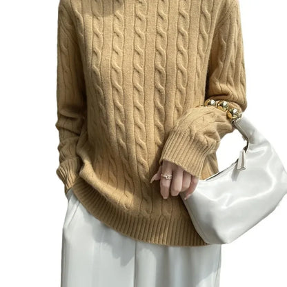 Stay Cozy and Stylish This Season with the Thick Twist Flower Knit Sweater!