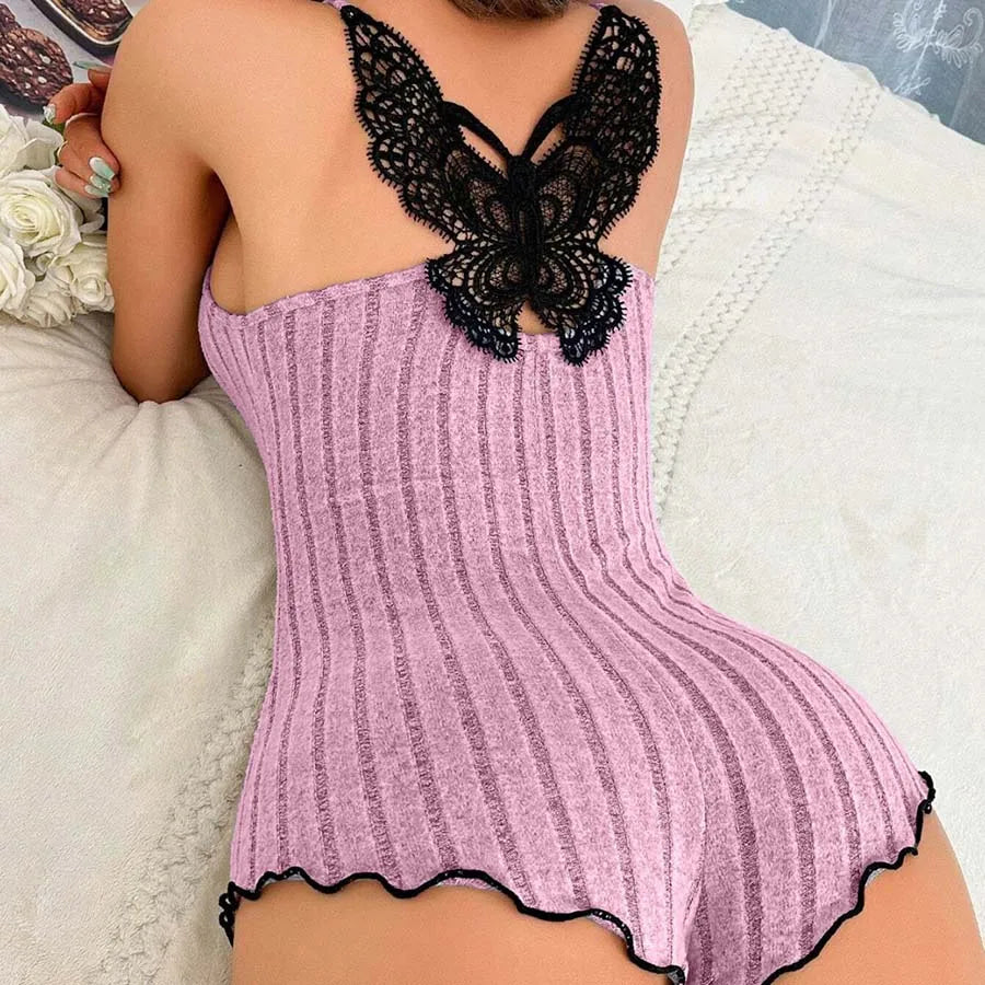 Lace Trim Pajama Set for Women – Sleeveless V-Neck Two-Piece Summer Sleepwear