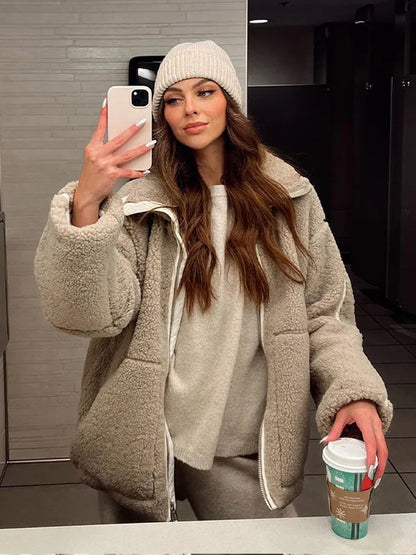 Teddy Jacket for Women – Cozy Teddy Coat with Zip Closure