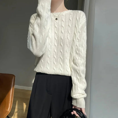 Stay Cozy and Stylish This Season with the Thick Twist Flower Knit Sweater!