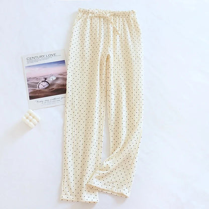Cotton Gauze Pajama Set for Women – Polka Dot Two-Piece Spring Sleepwear