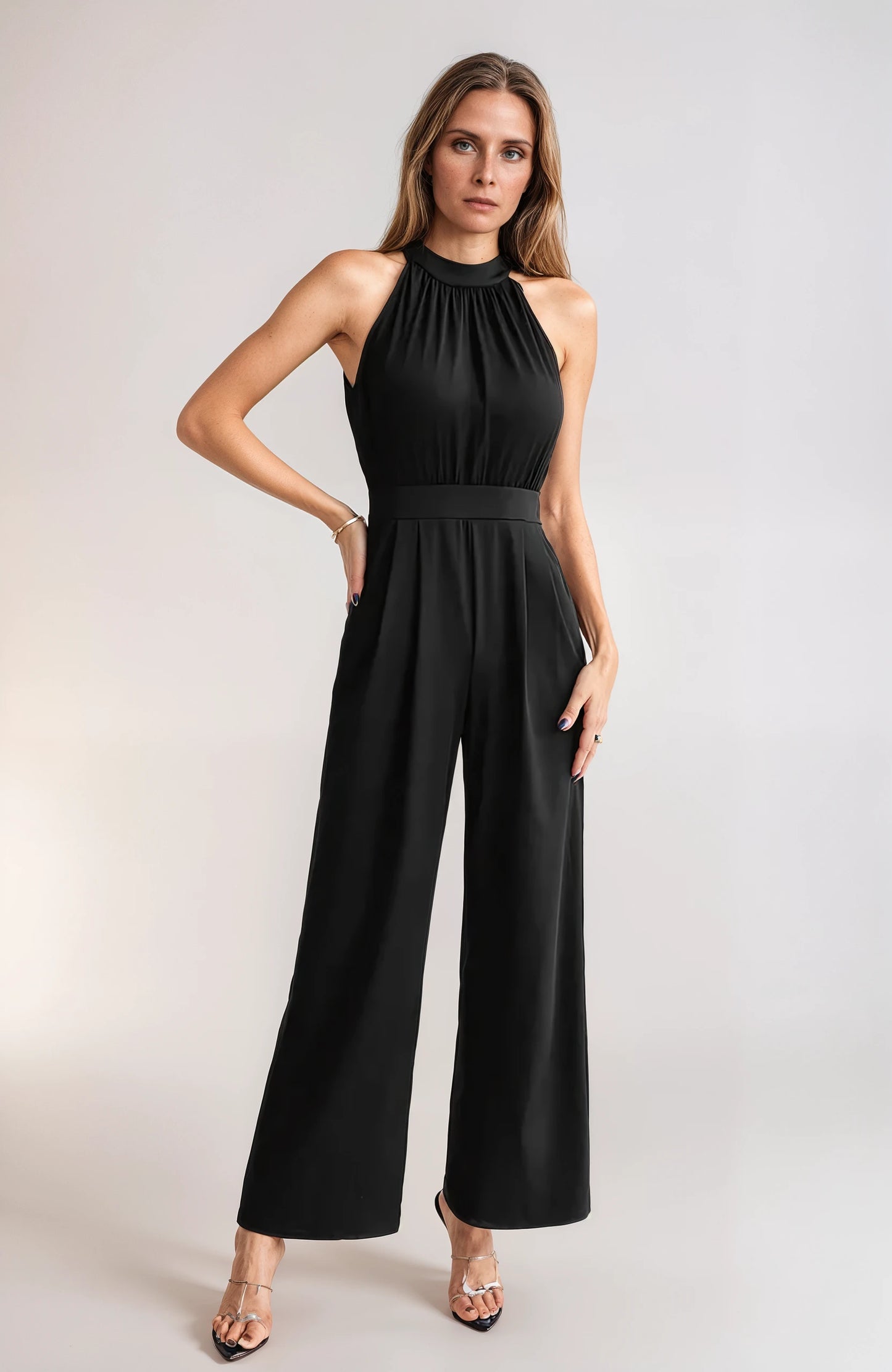 Women’s Black Jumpsuit with Belt – Elegant One-Piece