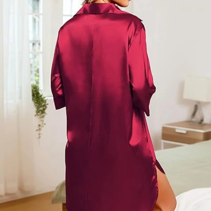 Luxury Satin Pajama Set for Women – Silky Chic Sleepwear & Nightgown