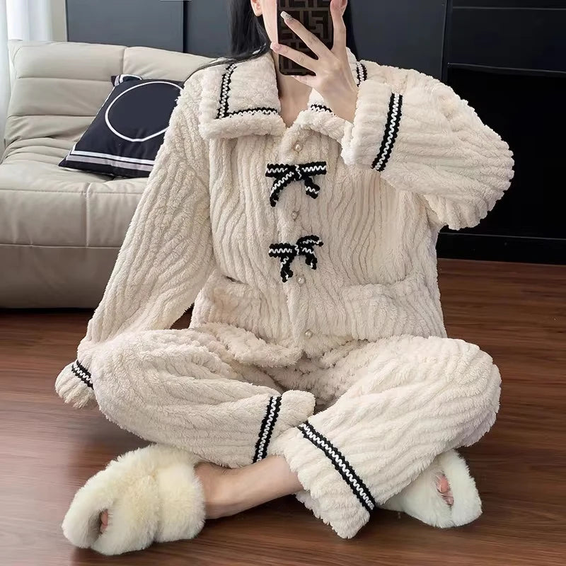 Padded Winter Pajama Set for Women – Warm Two-Piece Autumn & Winter Homewear