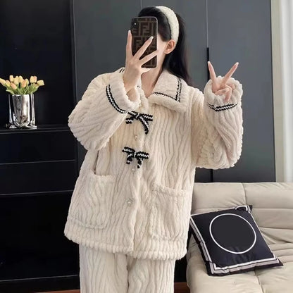 Padded Winter Pajama Set for Women – Warm Two-Piece Autumn & Winter Homewear