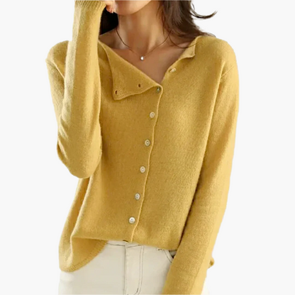 Women’s Casual Cardigan with Asymmetric Button Closure – Comfortable & Stylish Knit Jacket