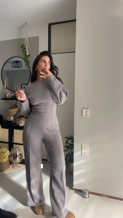 Women’s Chic Pajama Lounge Set – Oversized Top & Wide-Leg Pants Comfort Sleepwear